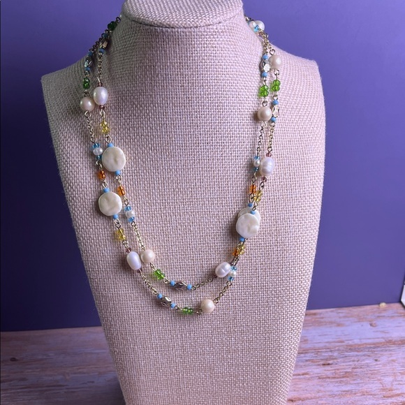 Jewelry - Freshwater Pearls & Multi-Color Beaded Station Long Necklace